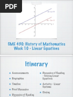 SME 430: History of Mathematics Week 10 - Linear Equations