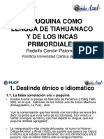 EL PUQUINA COMO LENGUA DE TIAHUANACO Y DE LOS INCAS PRIMORDIALES Por Rodolfo Cerrón-Palomino