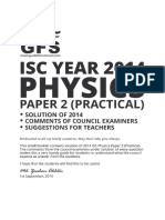 ISC Physics Practical Paper 2 2014 Solved Paper