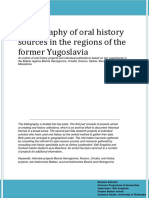 Bibliography of Oral History Sources in The Regions of The Former Yugoslavia