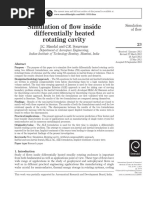 Simulation of Flow Inside Differentially Heated Rotating Cavity