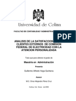 Analisis de La Satisfaccion de Los Clientes Externos de Comision Federal de Electricidad Con La Atencion Personalizada