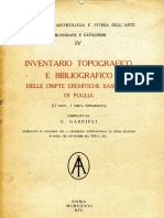 Inventario Topografico e Bibliografico Delle Cripte Eremitiche Basiliane Di Puglia - G. Gabrieli