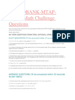 Metrobank Mtap Deped Math Challenge Questions: Easy Questions (To Be Answered Within 15 Seconds Mentally)