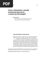 Bernard Lahore - Viver e Interpretar o Mundo Social para Que Serve o Ensino de Sociologia