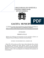 N 58 Gaceta Municipal Extraordinaria Reforma de La Ordenanza de Uso de Suelo 2002