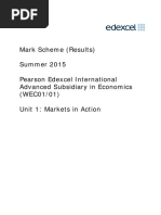 Mark Scheme (Results) Summer 2015 Pearson Edexcel International Advanced Subsidiary in Economics (WEC01/01) Unit 1: Markets in Action