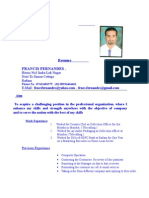 Resume Francis Fernandes: House No3 Indra Lok Nagar Next To Simon Cottage Ratlam