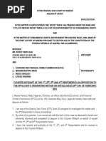 Counter Affidavit of The 1, 2, 3 and 4 Respondents in Opposition To The Applicant'S Originating Motion On Notice Dated 24 Day of February, 2016