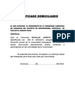 Certificado Domiciliario