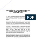 Conclusiones Del Foro de Análisis Dialéctico Sobre El Sistema Penal Acusatorio, Adversarial y Oral.