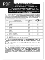 Nit For Facility Management & Maintenance Contract For 11 Nos. Avc Based Ettm Tolling Systems & Toll Plazas Installed On Highways Including Operations Center at Nha HQ, Islamabad