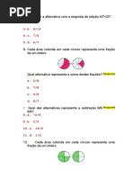 Lista Soma e Subtração de Frações