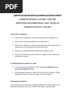 Certificacion de Instalaciones Electricas Retie