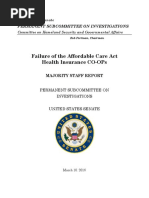 Senate PSI Majority Staff Report On ACA Co-Ops