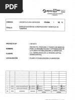 Especificaciones de Construccion y Montaje de Tuberias