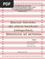 Guion Libreto de Obra Teatral (Singular) .Arte Medieval. Grupo #3