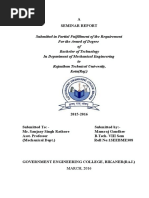 Submitted in Partial Fulfillment of The Requirement For The Award of Degree of Bachelor of Technology in Department of Mechanical Engineering To Rajasthan Technical University, Kota (Raj.)