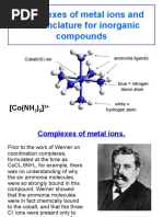 Complexes of Metal Ions and Nomenclature For Inorganic Compounds