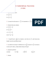 Boletin Matemáticas Fracciones 2 Eso