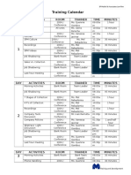 Training Calendar Room Schedule