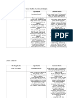 Social Studies Teaching Strategies Sheet