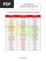 2.2 Ficha de Trabalho Nome Adjetivo e Verbo 1 Soluções PDF