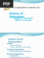 Status of Operation: First Laguna Electric Cooperative, Inc