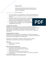 Comunicación Interpersonal Trabajo Escrito