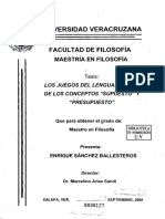 Sanchez Ballesteros, Enrique: Juegos de Lenguaje, Supuestos y Presupuestos