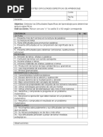 Lista de Cotejo Dificultades Específicas de Aprendizaje