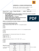 Prueba de Matematica 4° Basico