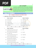 Science Practice Exercise For Class 4 - Recalling The Information About Different Animals