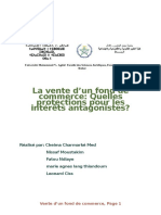 La Vente Du Fond de Commerce Protection Pour Interets Antagonistes