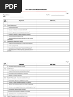 Quality Management System Checklist Iso 9001