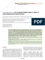 Individual Differences in Mental Imagery Tasks: A Study of Visual Thinkers and Verbal Thinkers