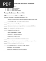 Immune System and Disease Worksheets