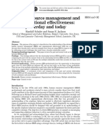 Human Resource Management Effectiveness Yesterday and Today