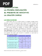 Unidad2 La 1º Declinación - Presente Indicativo