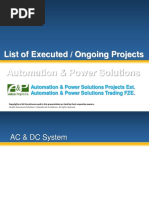 List of Executed / Ongoing Projects: Automation & Power Solutions