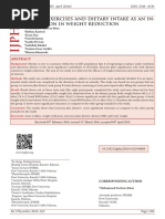 Role of Exercises and Dietary Intake As An Intervention in Weight Reduction