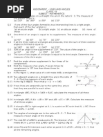 Lines and Angles Maths Assignment Class 9 CBSE