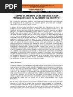 Cómo El Médico Debe Decirle A Los Familiares Que El Paciente Ha Muerto