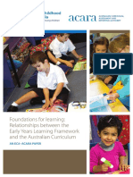 Foundations For Learning Relationships Between The Early Years Learning Framework and The Australian Curriculum