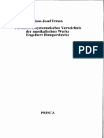 Hans-Josef Irmen: Thematisch-Systematisches Verzeichnis Der Musikalischen Werke Engelberg Humperdincks. Inhalt