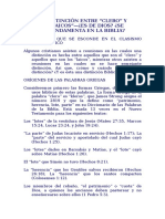 La Distinción Entre Clero y Laicos en La Historia