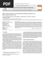 Effect of Heat Treatment On Mechanical and Ballistic Properties of A High Strength Armour Steel