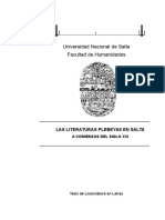 La Literatura Plebeya en Salta A Comienzos Del Siglo XXI Por Juan Manuel Díaz Pas