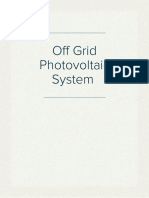 Off Grid Photovoltaic System 