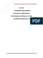 A Study of Personnel Management With Special Emphasis On Performance Appraisal System in Crompton Greaves